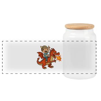 Petit viking sur dragon - Boîte à biscuits avec couvercle en bois - blanc - Devant