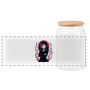 Fille gothique lune rose - Boîte à biscuits avec couvercle en bois - blanc - Devant
