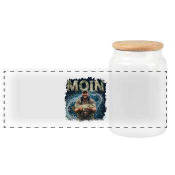 Moin Anglerglück - Boîte à biscuits avec couvercle en bois - blanc - Devant