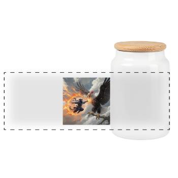 Bête légendaire et guerrier au combat - Boîte à biscuits avec couvercle en bois - blanc - Devant