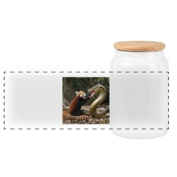 Motif de chasseur safari sauvage - Boîte à biscuits avec couvercle en bois - blanc - Devant