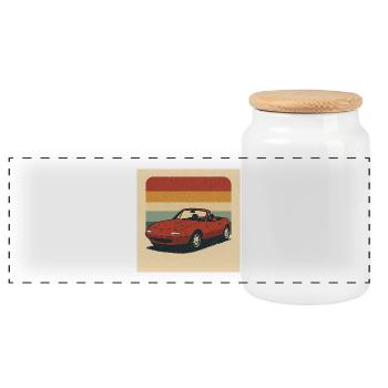 Retro Sportscar Illustration mit Vintagefarben - Panorama Keksdose mit Holzdeckel - Weiß - Vorne