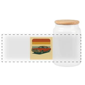 Vintage Orange Muscle Car Illustration - Panorama Keksdose mit Holzdeckel - Weiß - Vorne
