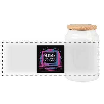 Retro Tech 404 Gefühle nicht gefunden Design - Panorama Keksdose mit Holzdeckel - Weiß - Vorne
