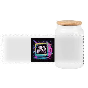 Neon 404: Gefühlslosigkeit in der digitalen Welt - Panorama Keksdose mit Holzdeckel - Weiß - Vorne
