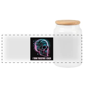 Crâne cyberpunk avec glitch numérique - Boîte à biscuits avec couvercle en bois - blanc - Devant