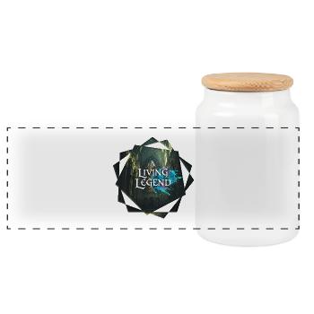 Eine lebende Legende - A Living Legend - Panoramic Cookie Jar with Wooden Lid - white - Front