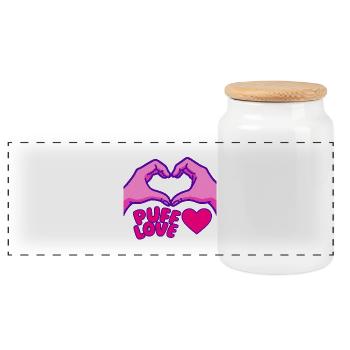 Herz Puffed Love Design und Hände - Panorama Keksdose mit Holzdeckel - Weiß - Vorne