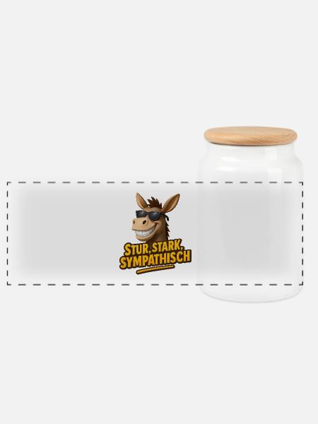 Lässiges Eselfreund-Design mit Sonnenbrille 3D - Panorama Keksdose mit Holzdeckel - Weiß