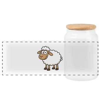 Conception de mouton mignon pour les enfants - Boîte à biscuits avec couvercle en bois - blanc - Devant