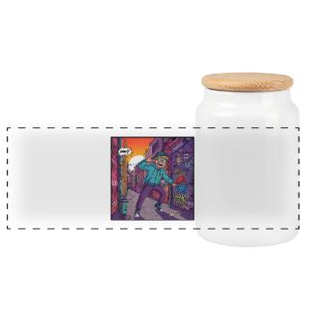 Style de rue jeune dans la rue graffiti - Boîte à biscuits avec couvercle en bois - blanc - Devant