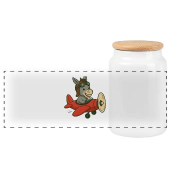 Âne joueur dans la conception d’un avion - Boîte à biscuits avec couvercle en bois - blanc - Devant