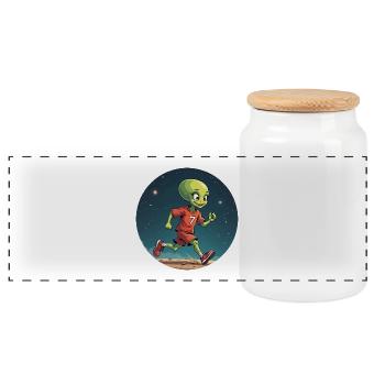Coureur extraterrestre avec maillot de football - Boîte à biscuits avec couvercle en bois - blanc - Devant