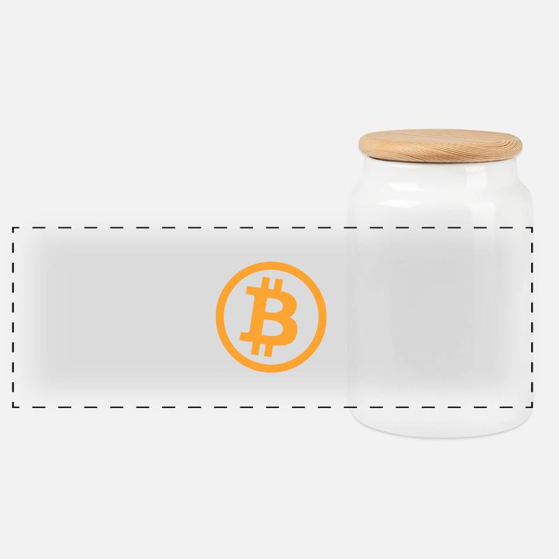 Bitcoin_Logo_Perfekt - Panorama Keksdose mit Holzdeckel - Weiß