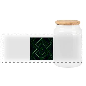 Futuristic green geometry - Panoramic Cookie Jar with Wooden Lid - white - Front