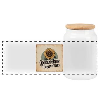 Design inspiré de Sunflower Summer Vibes - Boîte à biscuits avec couvercle en bois - blanc - Devant