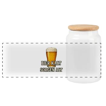 Kühles Bier Zitat Design - Panorama Keksdose mit Holzdeckel - Weiß - Vorne