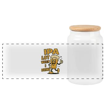 Expression joyeuse du buveur de bière - Boîte à biscuits avec couvercle en bois - blanc - Devant