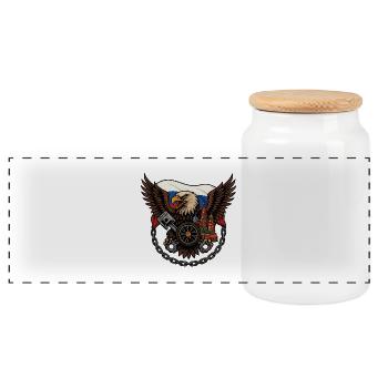 Eagle Rider – Power and Spirit - Panoramic Cookie Jar with Wooden Lid - white - Front