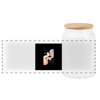 Abstrait Féminin Sur Fond Noir - Boîte à biscuits avec couvercle en bois - blanc - Devant