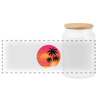 Retro Sunset Palm Trees | 80s Beach Vibes - Panoramic Cookie Jar with Wooden Lid - white - Front