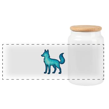 Âme Animal et Être Gardien : Loup - Boîte à biscuits avec couvercle en bois - blanc - Devant