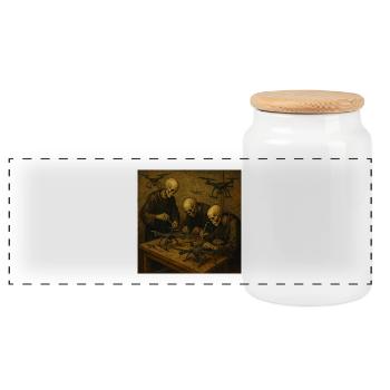 Drone workshop of death - Panoramic Cookie Jar with Wooden Lid - white - Front