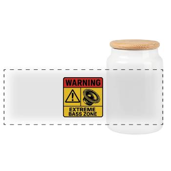 Extreme Bass Zone Warning - Panoramic Cookie Jar with Wooden Lid - white - Front