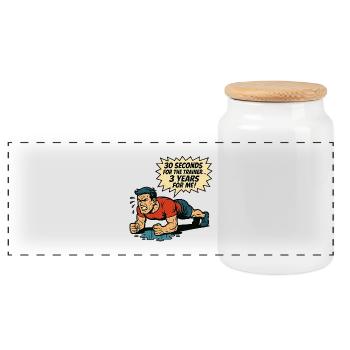 Bande dessinée drôle de gymnastique rétro - Lutte de planche - Boîte à biscuits avec couvercle en bois - blanc - Devant