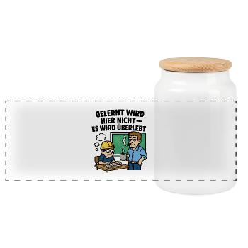 Teacher Student Funny Saying Irony Humor Funny - Panoramic Cookie Jar with Wooden Lid - white - Front