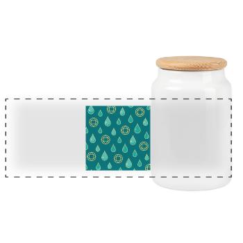 Waterproof jewelry – drop and diamond pattern - Panoramic Cookie Jar with Wooden Lid - white - Front