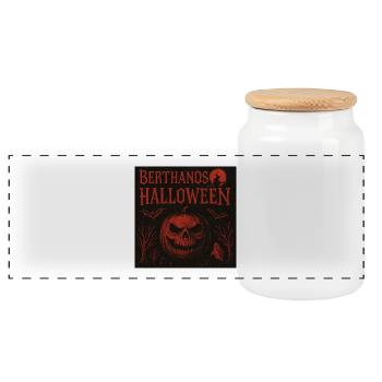 Berthanos Halloween Halloween Pumpkin Design - Panoramic Cookie Jar with Wooden Lid - white - Front