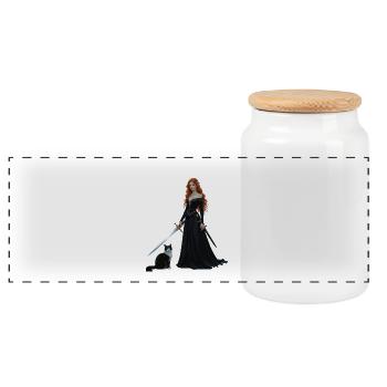 Belle fée princesse et chat - Boîte à biscuits avec couvercle en bois - blanc - Devant
