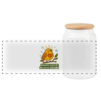Dein_Herz_leuchtet_heller_als_jede_Sonne - Panoramic Cookie Jar with Wooden Lid - white - Front