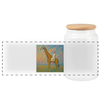 Rêver avec la girafe - Boîte à biscuits avec couvercle en bois - blanc - Devant