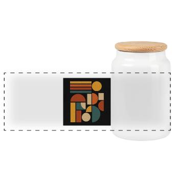 Formes de couleurs géométriques rétro - Boîte à biscuits avec couvercle en bois - blanc - Devant