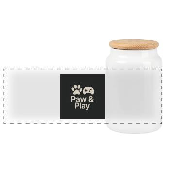 Paw & Play - Panorama Keksdose mit Holzdeckel - Weiß - Vorne