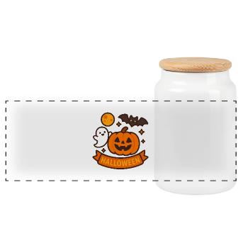 Bannière d’Halloween Pumpkin Face - Boîte à biscuits avec couvercle en bois - blanc - Devant