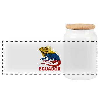 Iguane Équateur Tricolore - Boîte à biscuits avec couvercle en bois - blanc - Devant
