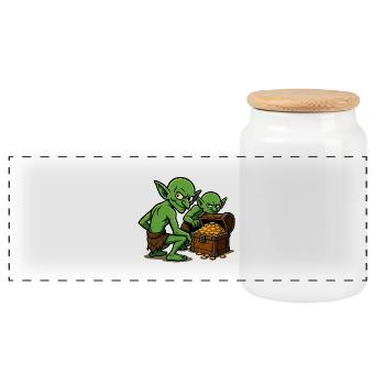 Green Goblin Treasure - Panoramic Cookie Jar with Wooden Lid - white - Front
