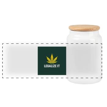 Cannabis Legalization Sheet - Panoramic Cookie Jar with Wooden Lid - white - Front