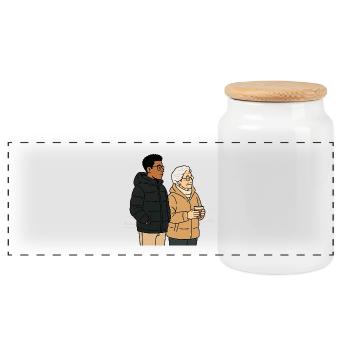 Grand-mère Karin avec son petit-fils - Boîte à biscuits avec couvercle en bois - blanc - Devant
