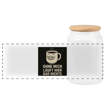 Rien ne fonctionne ici sans moi – Funny coffee - Boîte à biscuits avec couvercle en bois - blanc - Devant