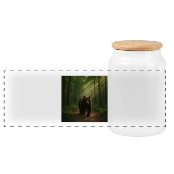 Rayons de soleil Ours dans la forêt - Boîte à biscuits avec couvercle en bois - blanc - Devant