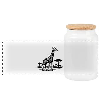 Silhouette de girafe dans le pays de la savane - Boîte à biscuits avec couvercle en bois - blanc - Devant