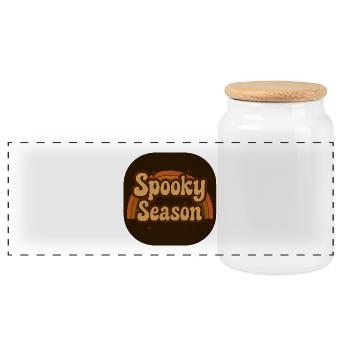 Spooky Season Retro Look - Panoramic Cookie Jar with Wooden Lid - white - Front