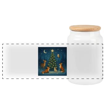 Zodiaque de la forêt d’hiver sur l’arbre - Boîte à biscuits avec couvercle en bois - blanc - Devant
