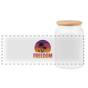 Coucher de soleil sur la liberté - Boîte à biscuits avec couvercle en bois - blanc - Devant