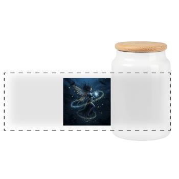 Fée magique de la lune à la lumière de la nuit - Boîte à biscuits avec couvercle en bois - blanc - Devant