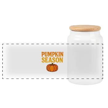 Citrouille Temps Automne Motif - Boîte à biscuits avec couvercle en bois - blanc - Devant